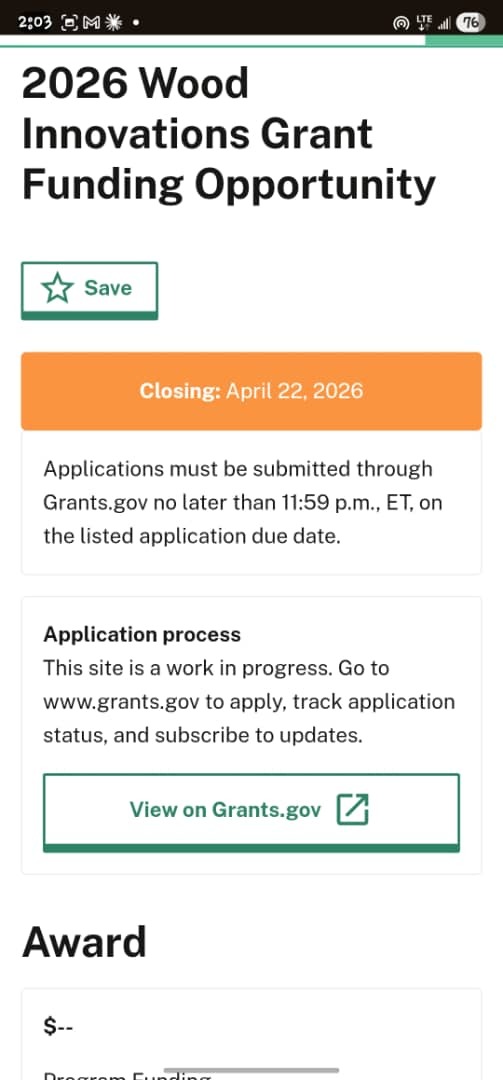 2026 Wood Innovations Grant
